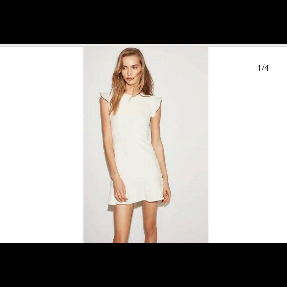 Express Ruffle Sleeve White Dress